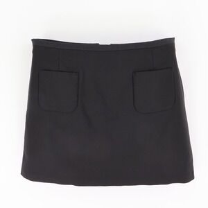 H&M Mini Pencil Skirt Womens Sz 10 Black Cotton Blend Short Pockets Zip‎ Closure